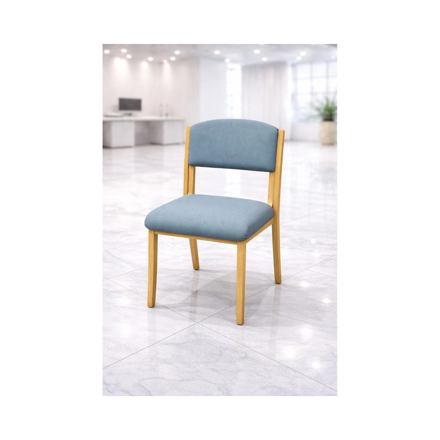 wooden dining chair with blue cushion upholstered modern chair davangere