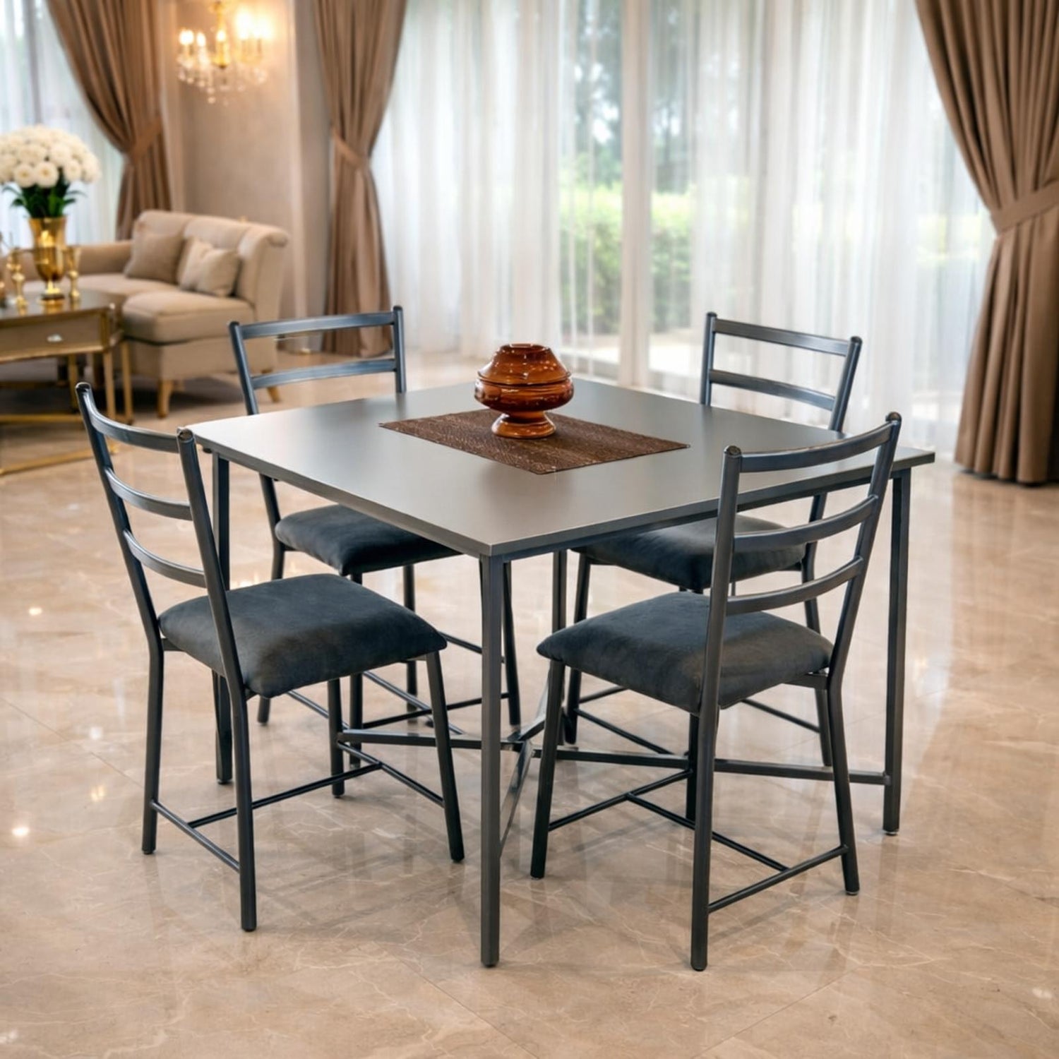 modern 4 seater dining table set compact dining furniture for small space