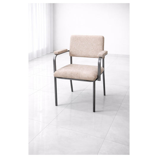 beige upholstered visitor chair with armrest cushioned office chair davangere