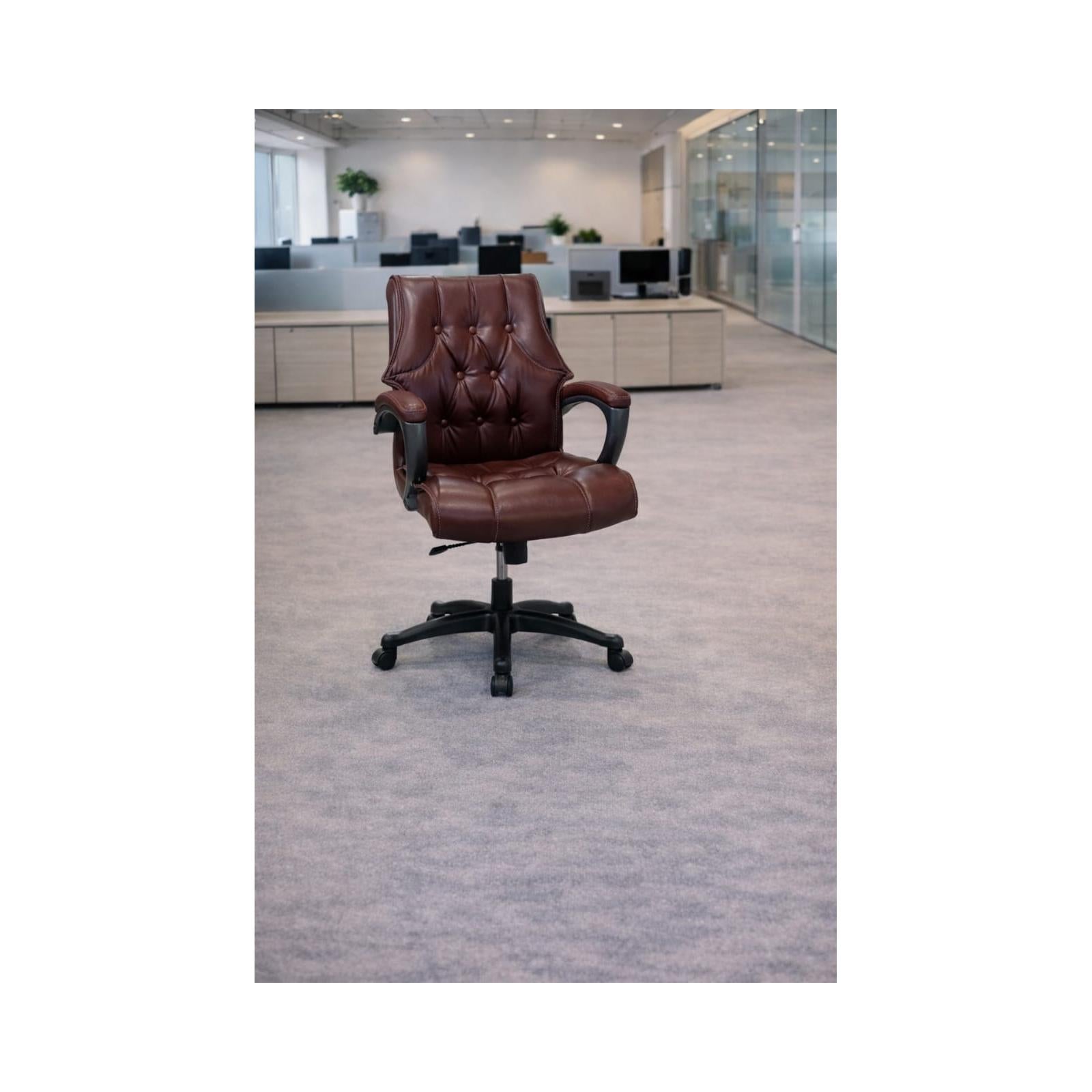 brown leather executive office chair with wheels ergonomic boss chair davangere