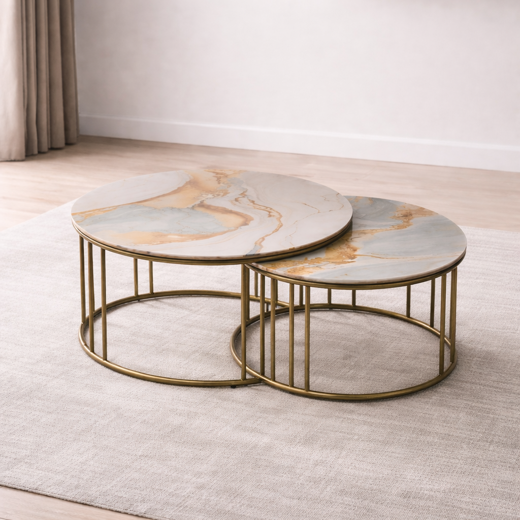 2 in 1 Coffee Table Set for Living Room | Modern Nested Center Table | Nandi Interiors