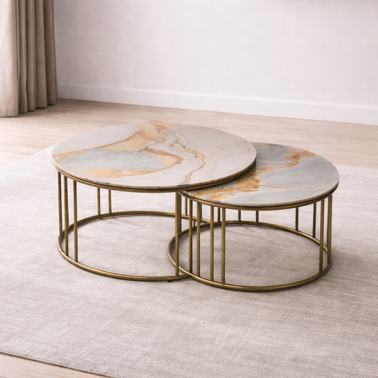 2 in 1 Coffee Table Set for Living Room | Modern Nested Center Table | Nandi Interiors