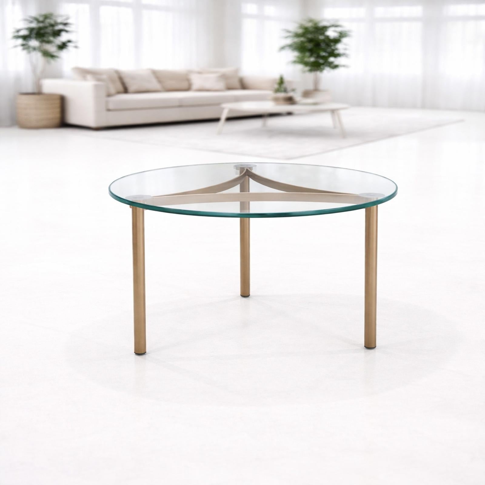 modern round glass center table teapoy for living room minimal design